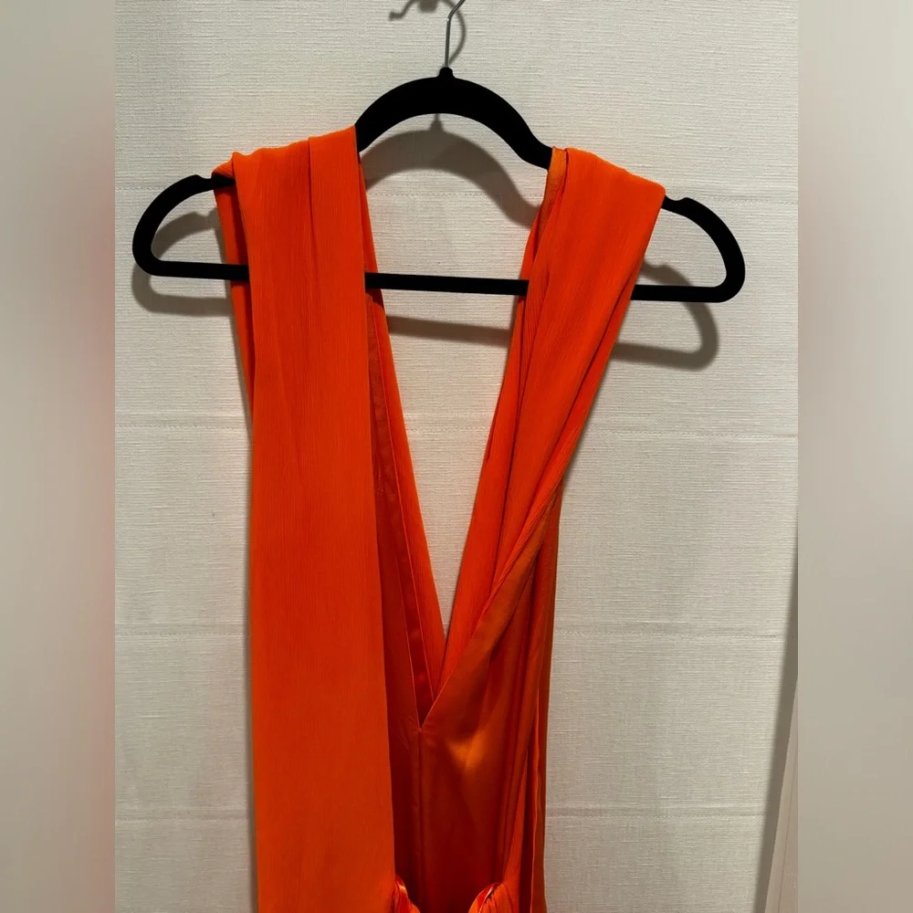 STAUD
Women's Orange Sycamore Wrap Gauze Wide-leg Jumpsuit size xs - Picture 10 of 13